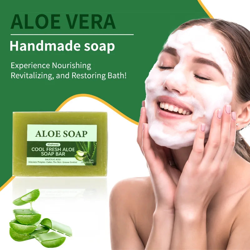 Vegan soap made with 99% pure Aloe Vera extract, removes acne, restores skin's radiance and softens fine lines.