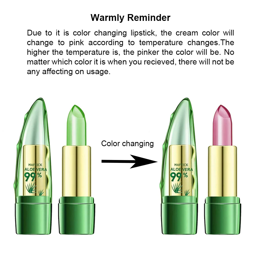 Moisturizing lipstick with 99% Aloe Vera: anti-aging lip balm.