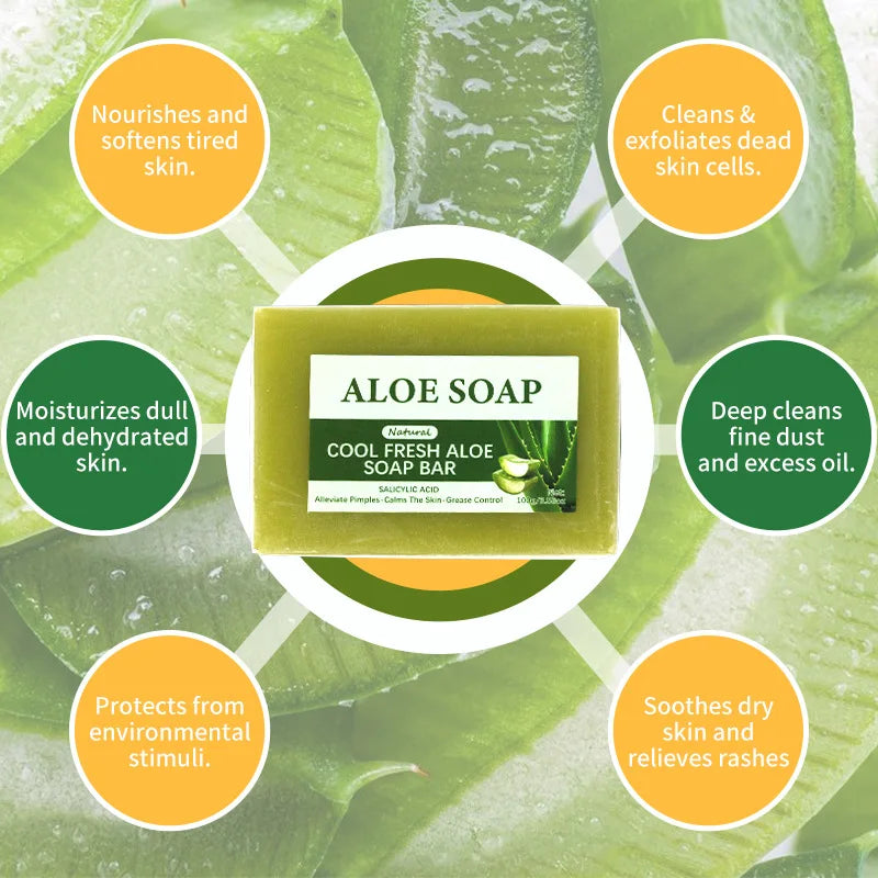 Vegan soap made with 99% pure Aloe Vera extract, removes acne, restores skin's radiance and softens fine lines.