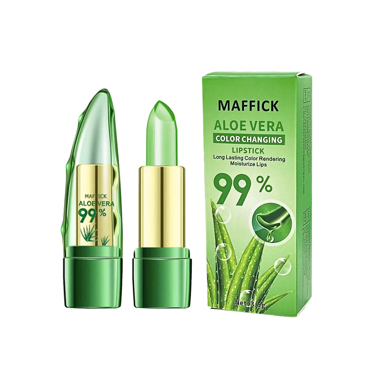 Moisturizing lipstick with 99% Aloe Vera: anti-aging lip balm.