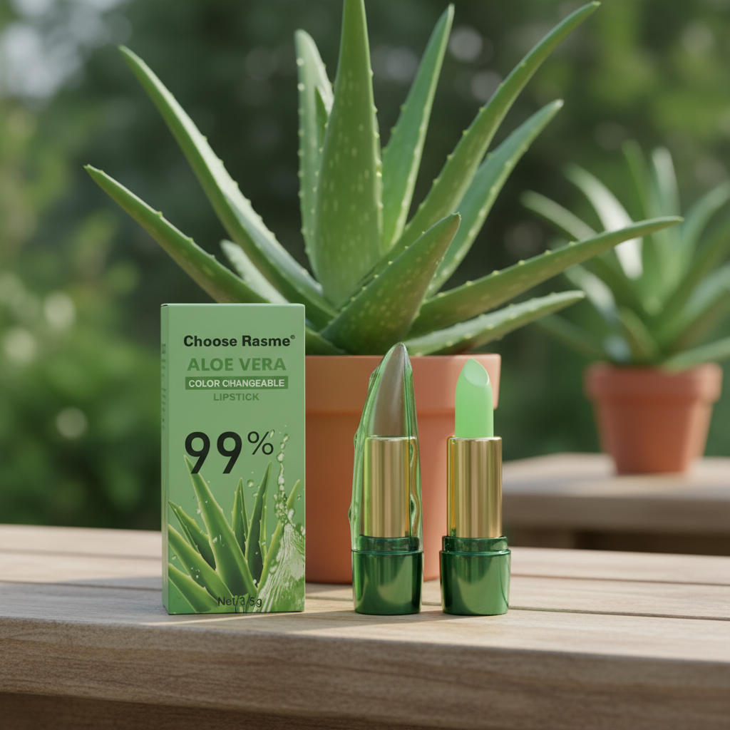 Moisturizing lipstick with 99% Aloe Vera: anti-aging lip balm.
