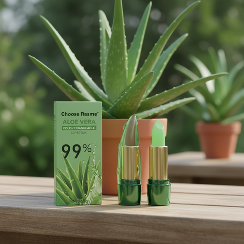Moisturizing lipstick with 99% Aloe Vera: anti-aging lip balm.