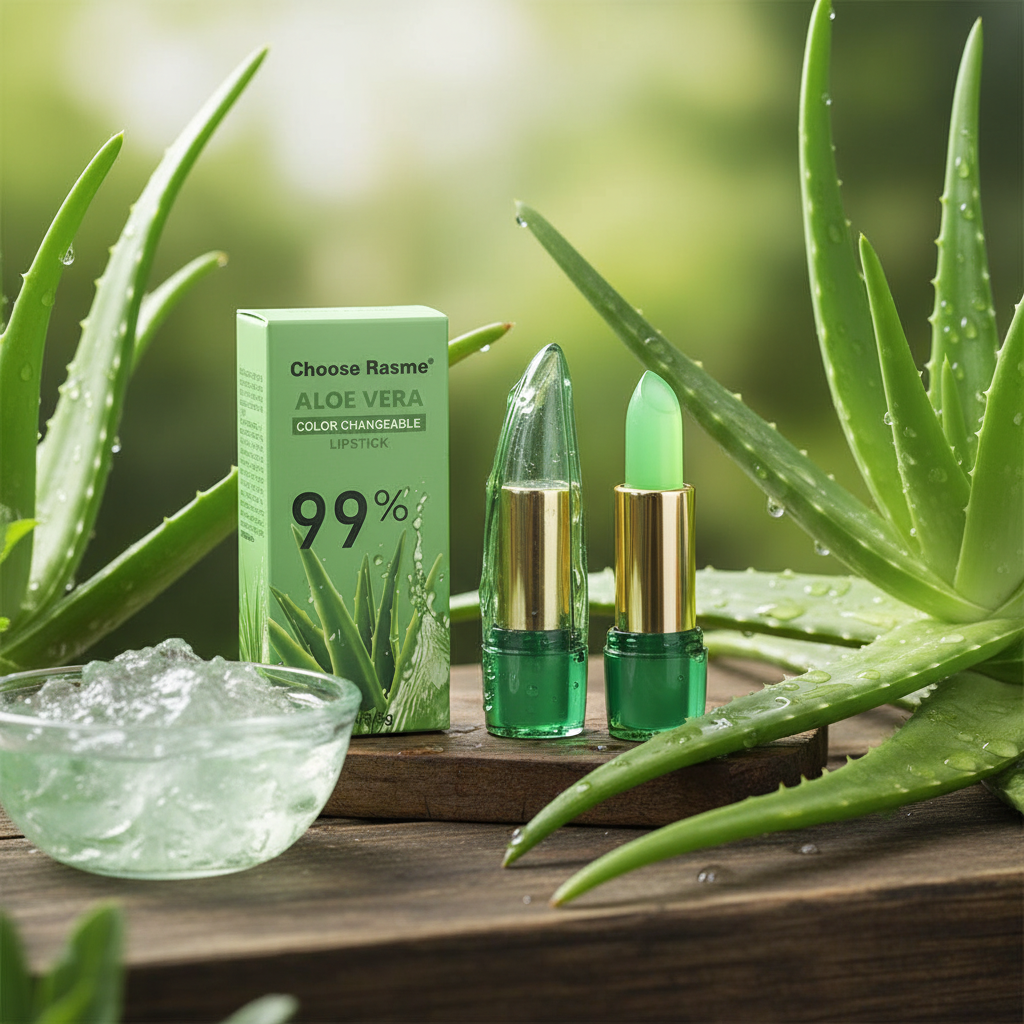Moisturizing lipstick with 99% Aloe Vera: anti-aging lip balm.