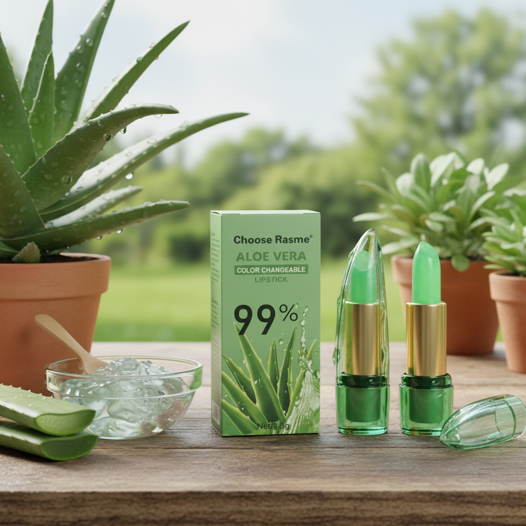 Moisturizing lipstick with 99% Aloe Vera: anti-aging lip balm.