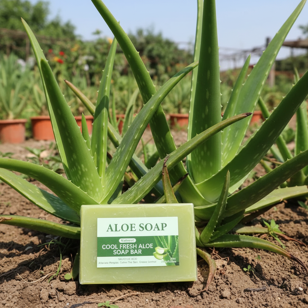 Vegan soap made with 99% pure Aloe Vera extract, removes acne, restores skin's radiance and softens fine lines.